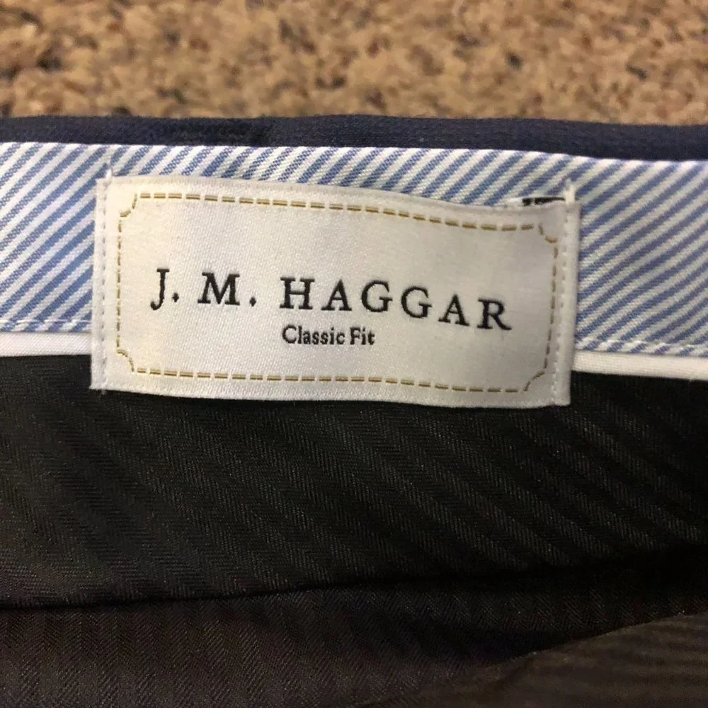 J M Haggar Dress Pants 40x32 NEW Blue Flat Front